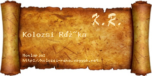 Kolozsi Réka névjegykártya